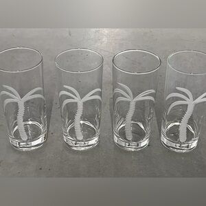Set of 4 Etched Palm Tree Tall Highball Glasses by Rolf 🌴